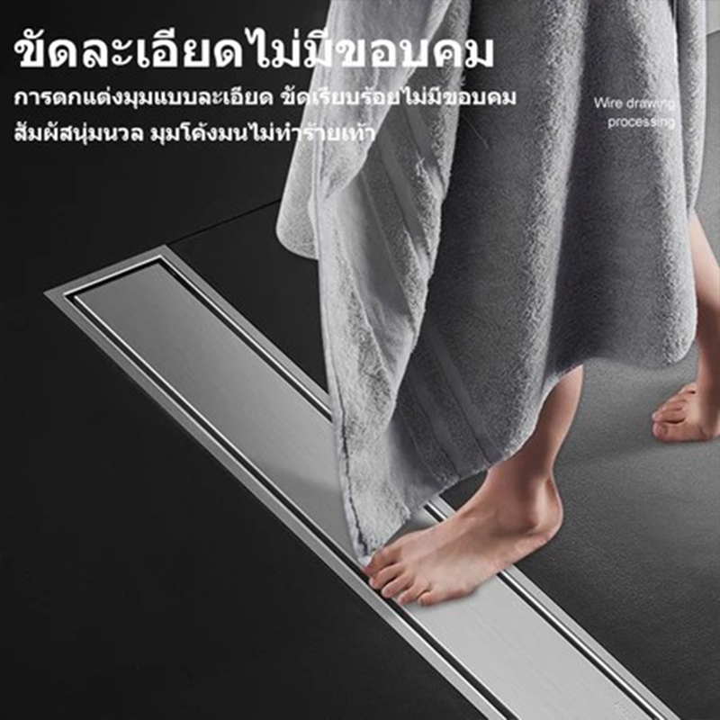 คุณภาพสูง 304 สแตนเลส สี่เหลี่ยมผืนผ้า ล่องหน ตะแ ตะแกรงท่อระบายน้ํา สามารถฝังกระเบื้อง ป้องกันแมลง กันกลิ่นท่อระบายน้ํา - รูปที่ 4
