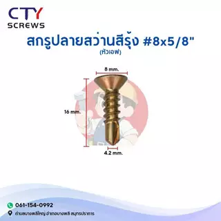 CTY สกรู สกรูปลายสว่านหัวเตเปอร์ หัวเอฟ สีรุ้ง CT ยกกล่อง สกรูหัวแบนสีรุ้ง