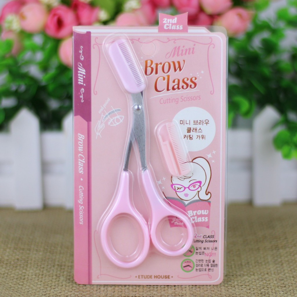 กรรไกรตัดขนคิ้ว กรรไกตกแต่งทรงคิ้ว พร้อมหวีในตัว สำหรับการแต่งหน้า EYEBROW-CLASS – โปรปัง