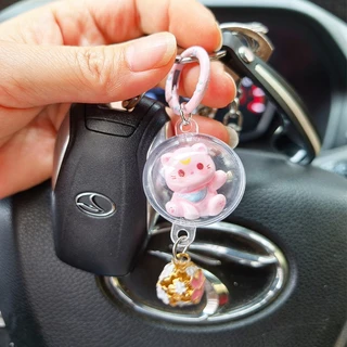 3m7 จัดส่งภายใน 24 ชั่วโมง พวงกุญแจตัวแมวการ์ตูน ติดแบบคาดับ กับลูกบอลกระดิ่งน่ารัก | ของตกแต่งกระเป๋า เป้ กุญแจรถ | สีส