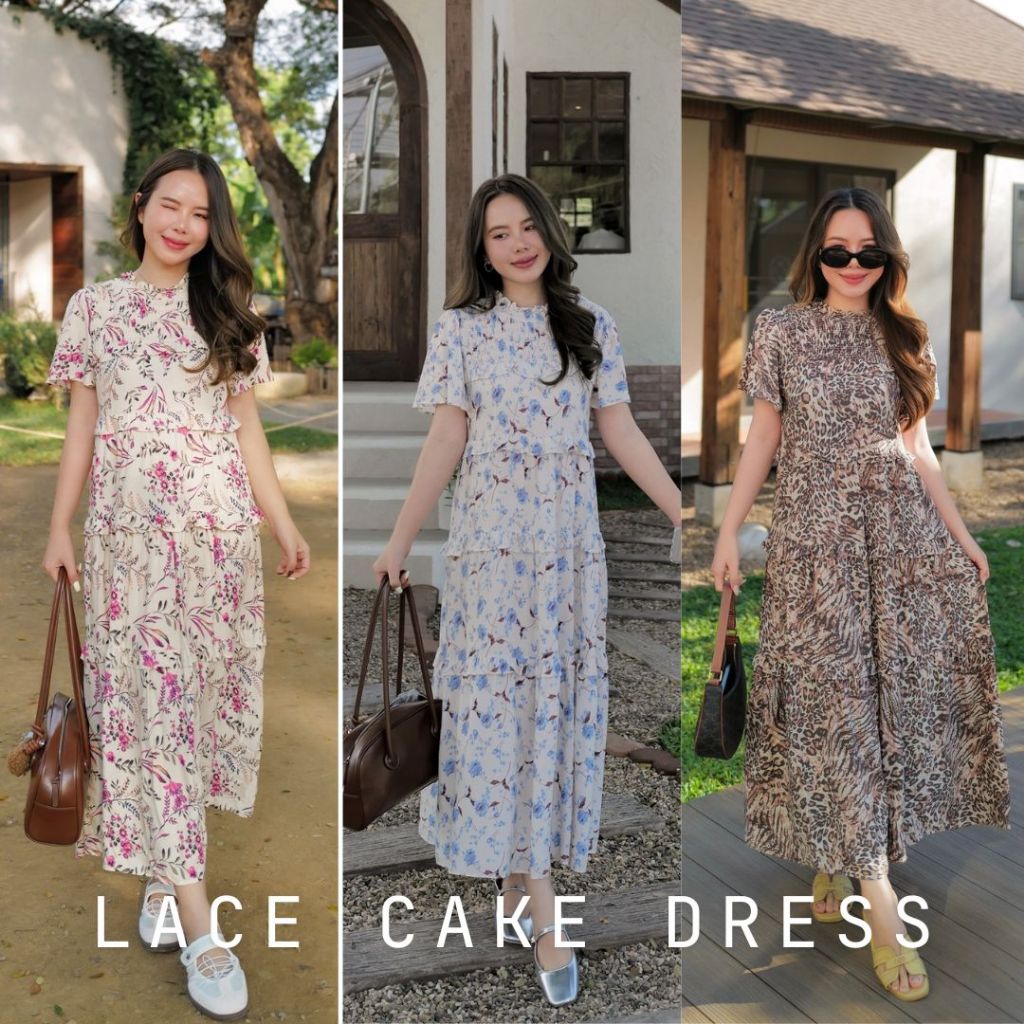 MyWay Brand :*สินค้าขายดี* Lace Cake ทั้งหมด 17 ลาย เดรสยาว ทรงไม่รัดรูป สีอ่อนแนะนำใส่ซับในเพิ่มน้า
