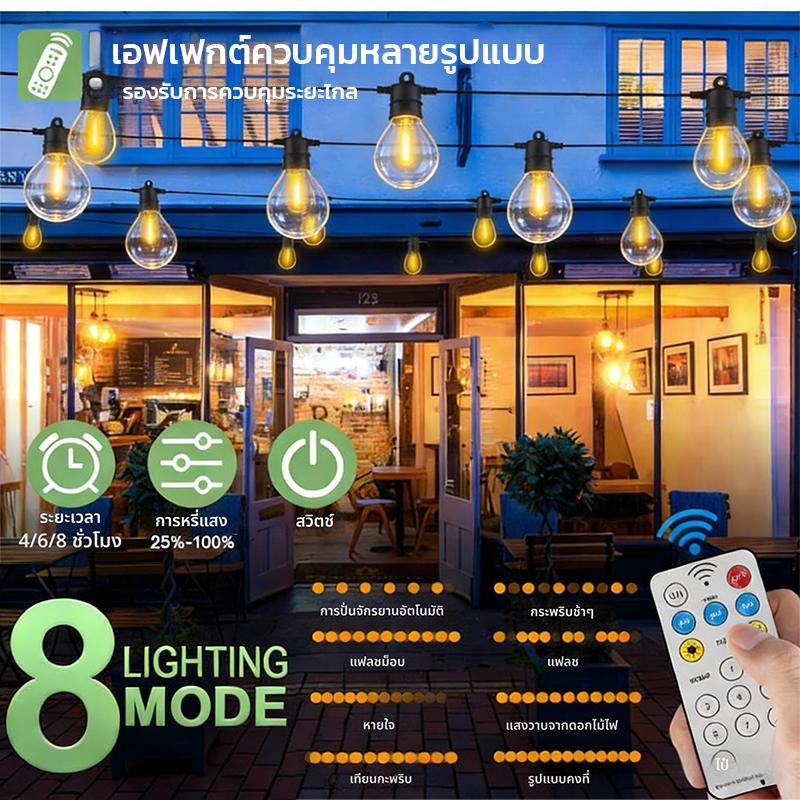 ไฟห้อยระย้าโซล่าเซลล์ แสงเหลือง ยาว10M 20M ไฟประดับโซล่าเซลล์ แต่งสวน ปีใหม่ คริสมาส ปาร์ตี้ - รูปที่ 2