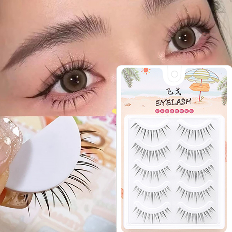 ขนตาปลอม 3D แกนเอ็นใส บาง นิ่ม ดูเป็นธรรมชาติ 5 คู่ พกพาสะดวก