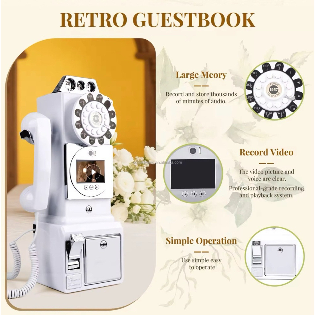 [Photo & Video Guestbook รุ่น Retro] สมุดอวยพรเสียงและวิดีโอ โทรศัพท์วินเทจบันทึกข้อความ ภาพและเสียง