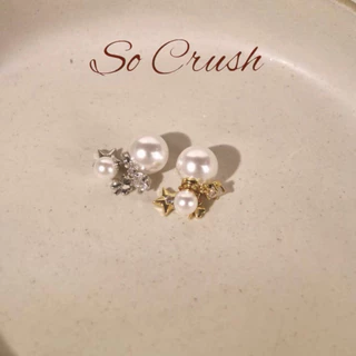 Socrush.bkk | SPARKLE GLOW earrings | SE-051 | ต่างหู ดาว มุก เพชร จี้มุก