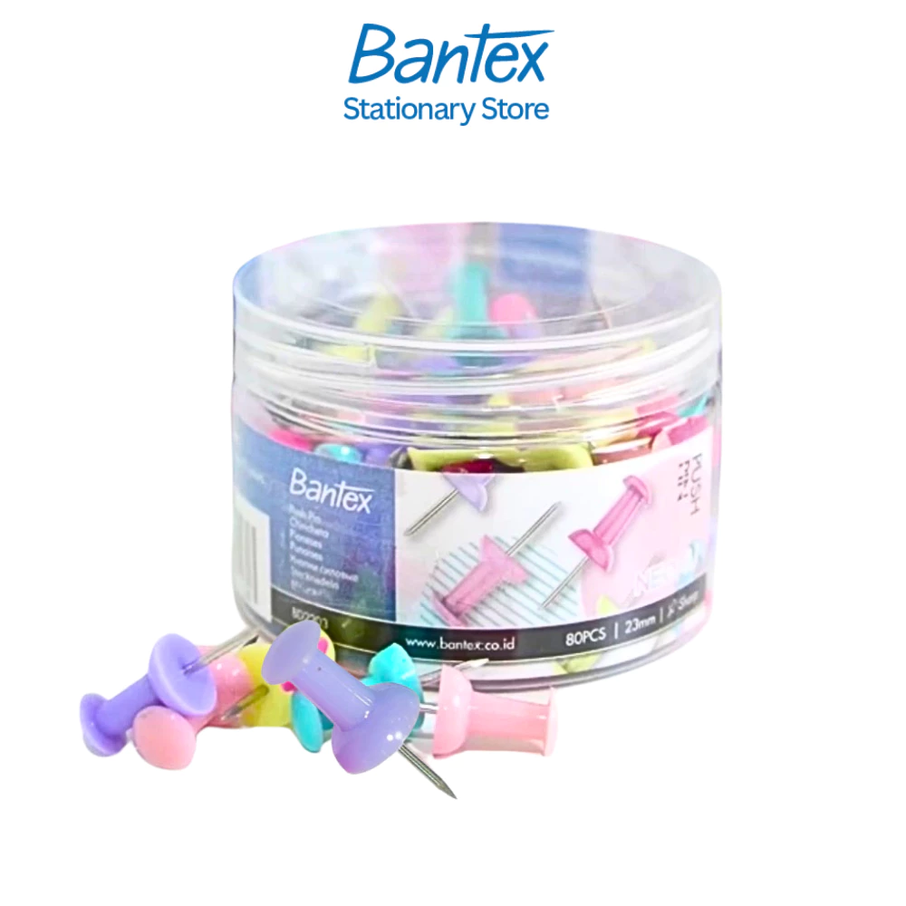 Bantex เข็มหมุด หมุดปักบอร์ด เข็มหมุดหลากสี เข็มยึดกระดาน ขนาด 1 นิ้ว อุปกรณ์สำนักงาน Push Pin