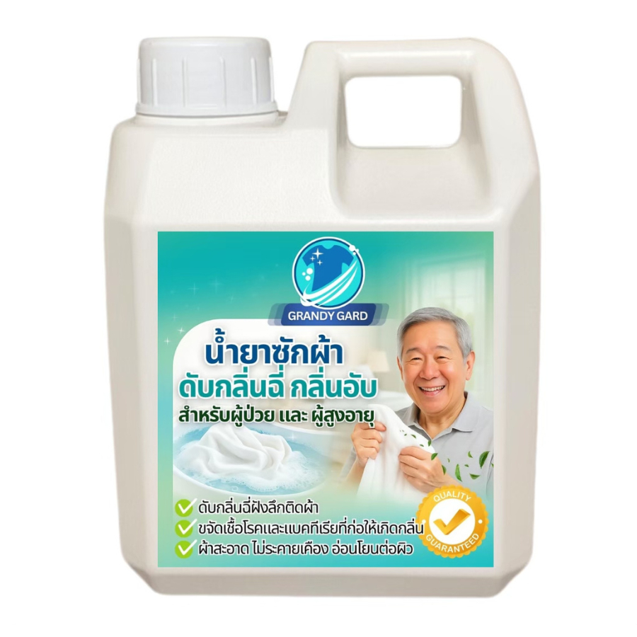 Granddy Gard น้ำยาซักผ้าดับกลิ่นฉี่ ดับกลิ่นอึ สำหรับผู้ป่วย ผู้สูงอายุ สลายเชื้อโรค แบคทีเรียติดผ้า 5 นาทีสลายคราบฉี่