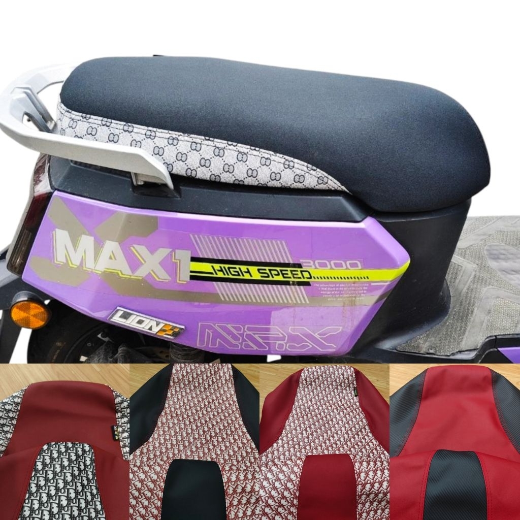 หนังหุ้มเบาะรถไฟฟ้า skg lion z2สำหรับเบาะเดิมเเละปาดหนังเรดเดอร์ดำตัดลายแฟชั่นงานไม่ใช่ยางยืด