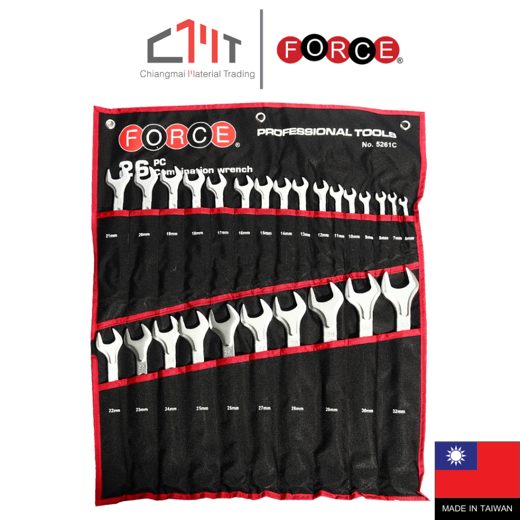 FORCE ชุดประแจแหวนข้างปากตาย 26 ชิ้น ขนาด 6.0mm. - 32.0mm. No.5261C