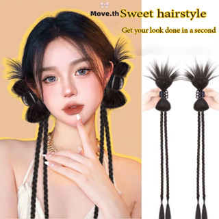 ในไทย-พร้อมส่ง✨วิกผมถักเปียผมหางม ้ าคู ่ คลิปโบว ์ สาวน ่ า…
