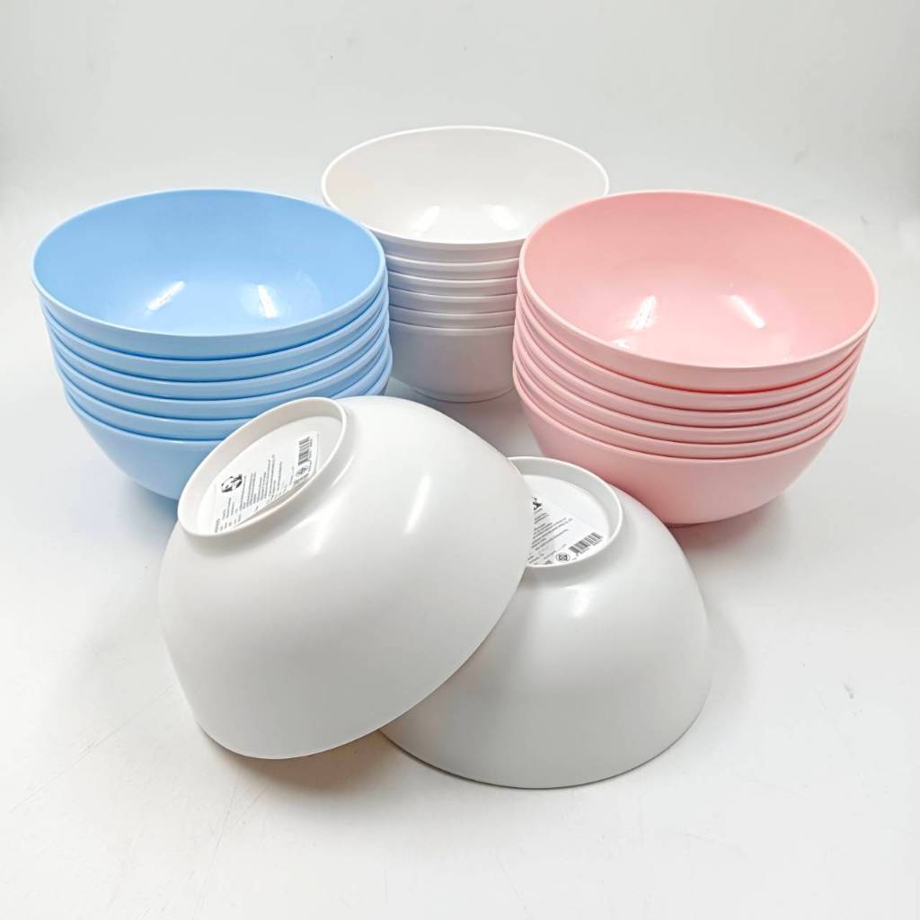 ชามเมลามีน ทรงโคม ชามแกง ขนาด 7 นิ้ว สีขาว สีชมพู สีฟ้า รุ่นเนื้อหนา(ชุด 6 ใบ) – โปรปัง