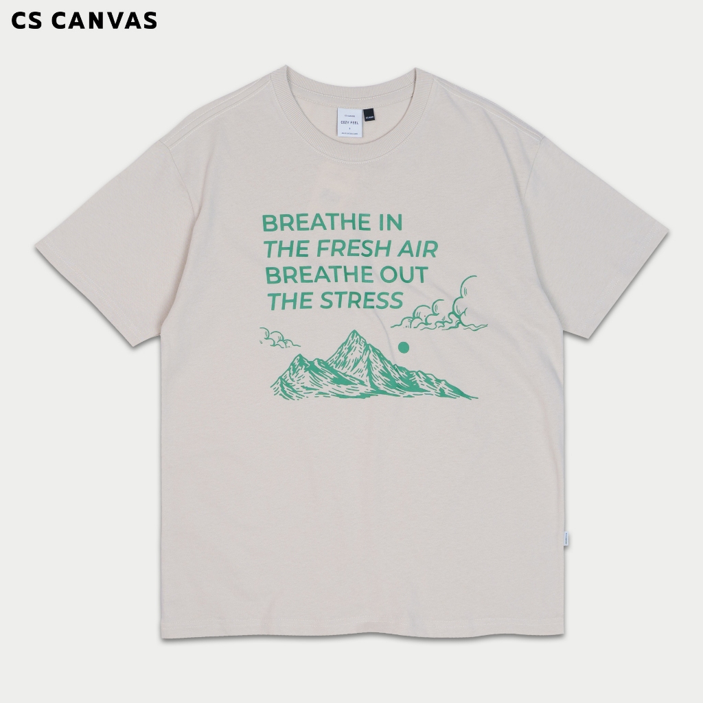 CS CANVAS /Cozy Feel  เสื้อยืดผู้ใหญ่ทรงรีแล็กซ์ ลายธรรมชาติ ภูเขา ผ้า cotton 100% ใส่สบาย ไม่ร้อน Characters Studio
