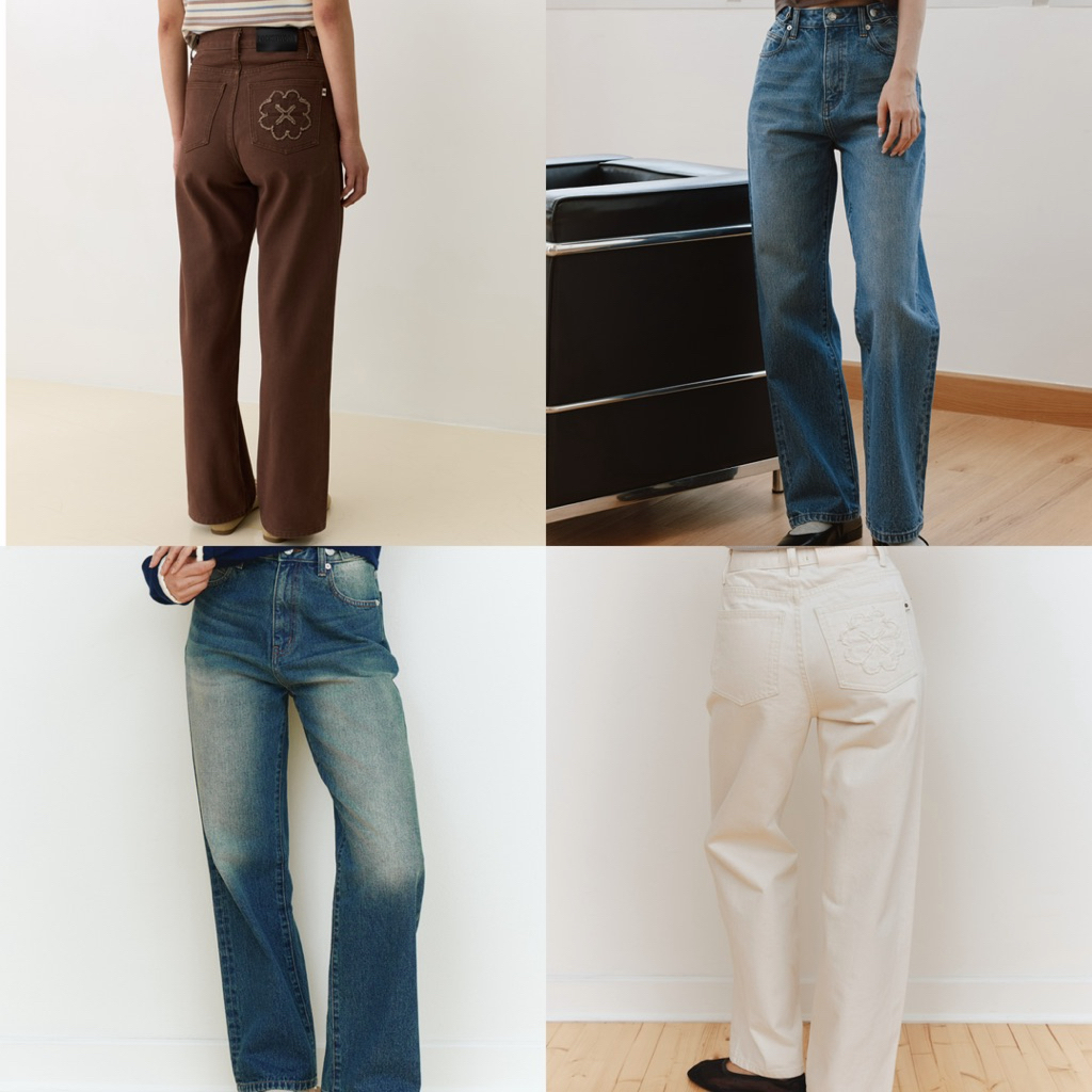Fuwa Straight Jeans [Pre-Order สี Off-White size XS,M,L,3XL จัดส่ง3กค] กางเกงยีนส์เอวสูง
