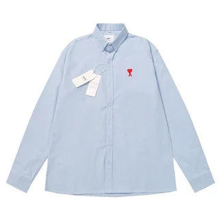 PP167 เสื้อเชิ้ต AM shirt ไอคอนิก ดีเทลปักหัวใจแดง พร้อมส่ง
