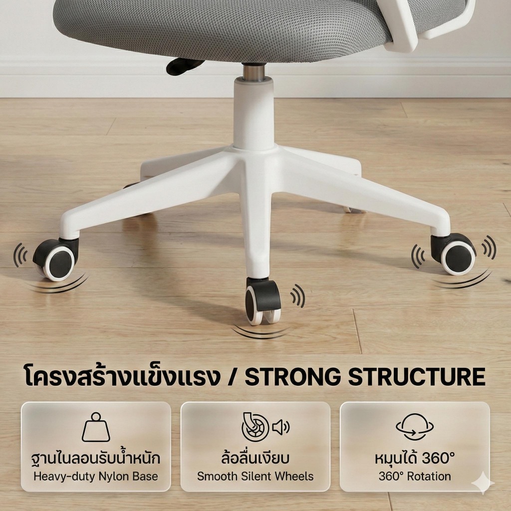 BeErgo✨💥สไตล์อัพเกรด💥 เก้าอี้ทํางาน เก้าอี้สำนักงาน ปรับความสูงได้ เบาะนุ่มและหนา พนักพิงกว้างขึ้น ergonomic chair - รูปที่ 7