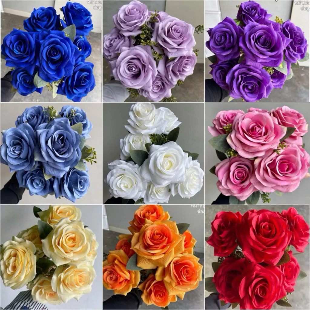 พร้อมส่ง กุหลาบผ้า ผ้าดี งานสั่งผลิตของร้าน มี18สี รุ่นอะเดล7ดอก กุหลาบขนาดกลาง กุหลาบผ้า ดอกไม้ปลอม ดอกไม้ประดิษฐ์