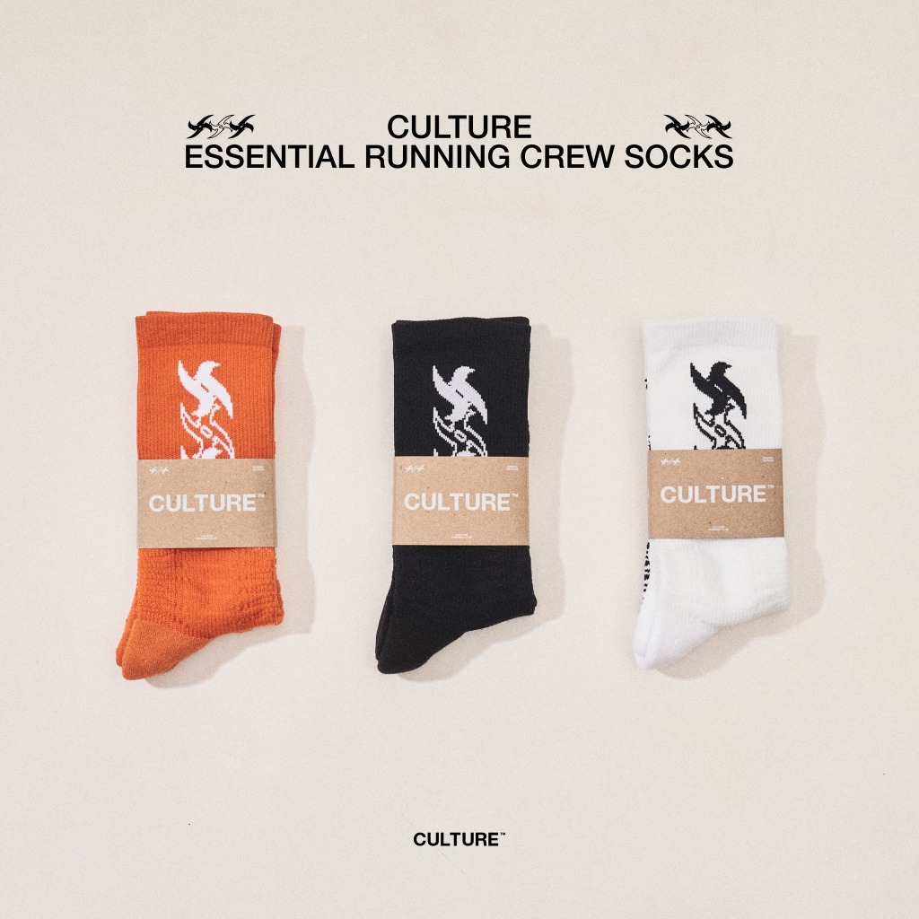 VAC ถุงเท้าวิ่ง Culture Essential Running Crew Socks ทำให้ระบายอากาศได้ดี