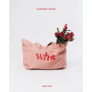 WHISPERWHITE - LOGO TOTE กระเป๋าผ้าแคนวาสสกรีนลาย มีช่องด้านข้าง จุของได้เยอะ
