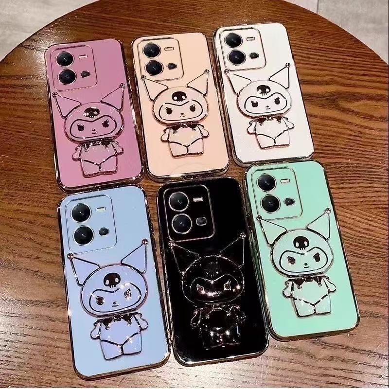 เคส ขาตั้ง คุโรมิ สำหรับ oppo A98 A3S A83 A78 A58 A78 For Reno8T 7Z 8Z 10 10F 10proplusมีกระจก หมุนไ