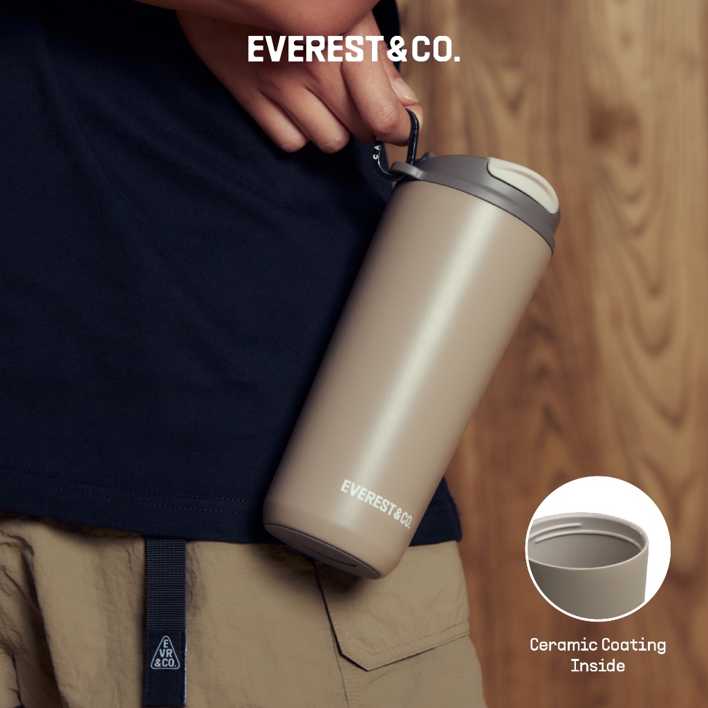 EVEREST&CO. Trek Tumbler แก้วน้ำเก็บความเย็นพร้อมหลอดในตัว  เคลือบเซรามิคด้านใน ขนาด 600 ml.