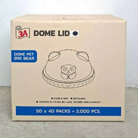 ฝาโดมหมี PET ปาก95 เจาะรู ตรา3A บรรจุ50x40แถว(2000ชิ้น/ลัง)*1ออเดอร์ไม่เกิน2ลัง*