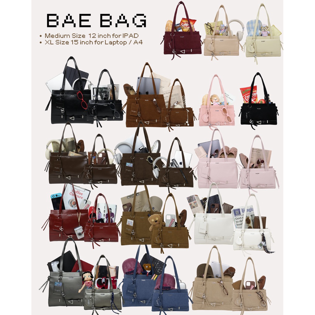 8anglesshop- BAE BAG 💻🎧 มี2Size  12 กับ 15 นิ้ว ใช้งานได้แบบ everyday look🤎  E005