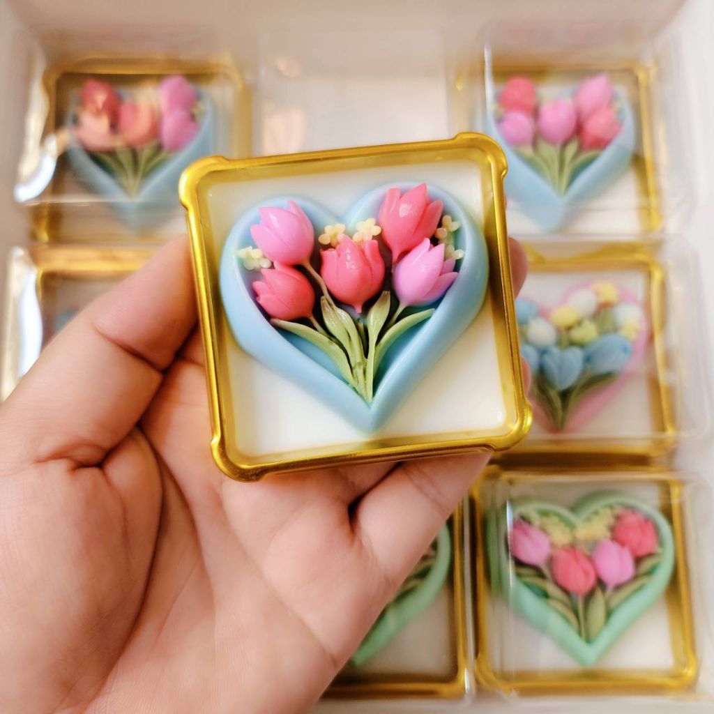 แม่พิมพ์ฟองดอง สำหรับทำขนม อาลัว สัมปันนี ขนมต่างๆ รูป หัวใจทิวลิป ราคา ถูกที่สุด ดีลบีเคเค แกลเลอรีภาพที่ 5