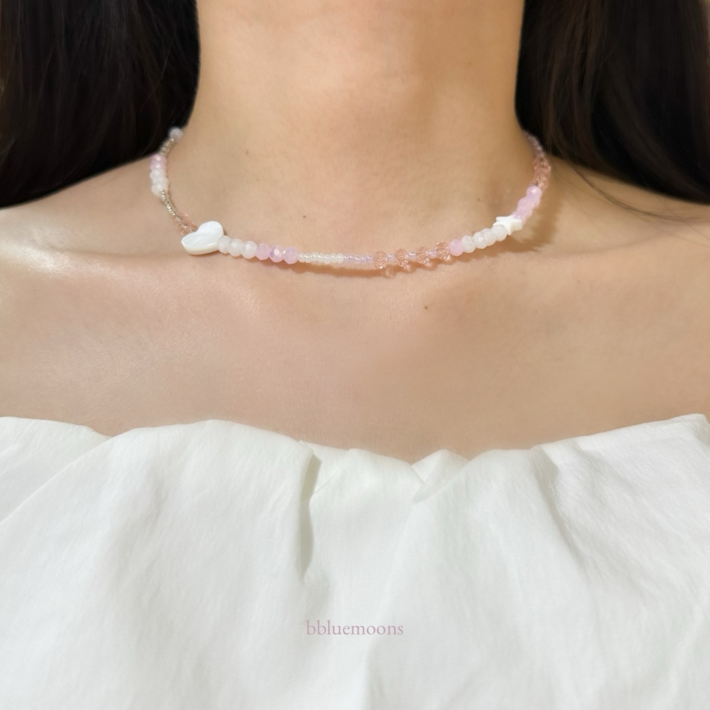 Peony necklace สร้อยคอลูกปัดและคริสตัล ✨