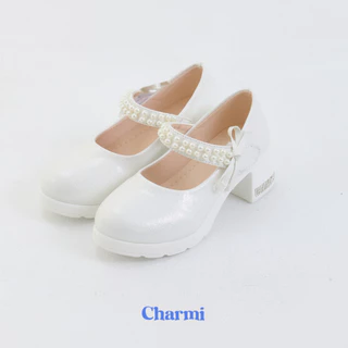 VIDA - CHARMI รองเท้าส้นสูงเด็กผู้หญิงสายคาดประดับมุกตกแต่งโบว์ ไซซ์ 31-36