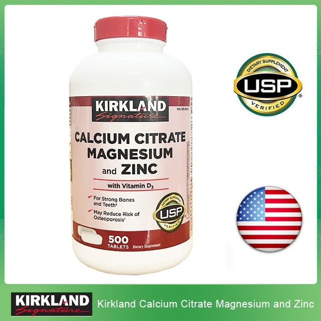 (Exp.03/2028)Kirkland Signature Calcium Citrate Magnesium and Zinc With Vitamin D3 500 เม็ด – โปรปัง