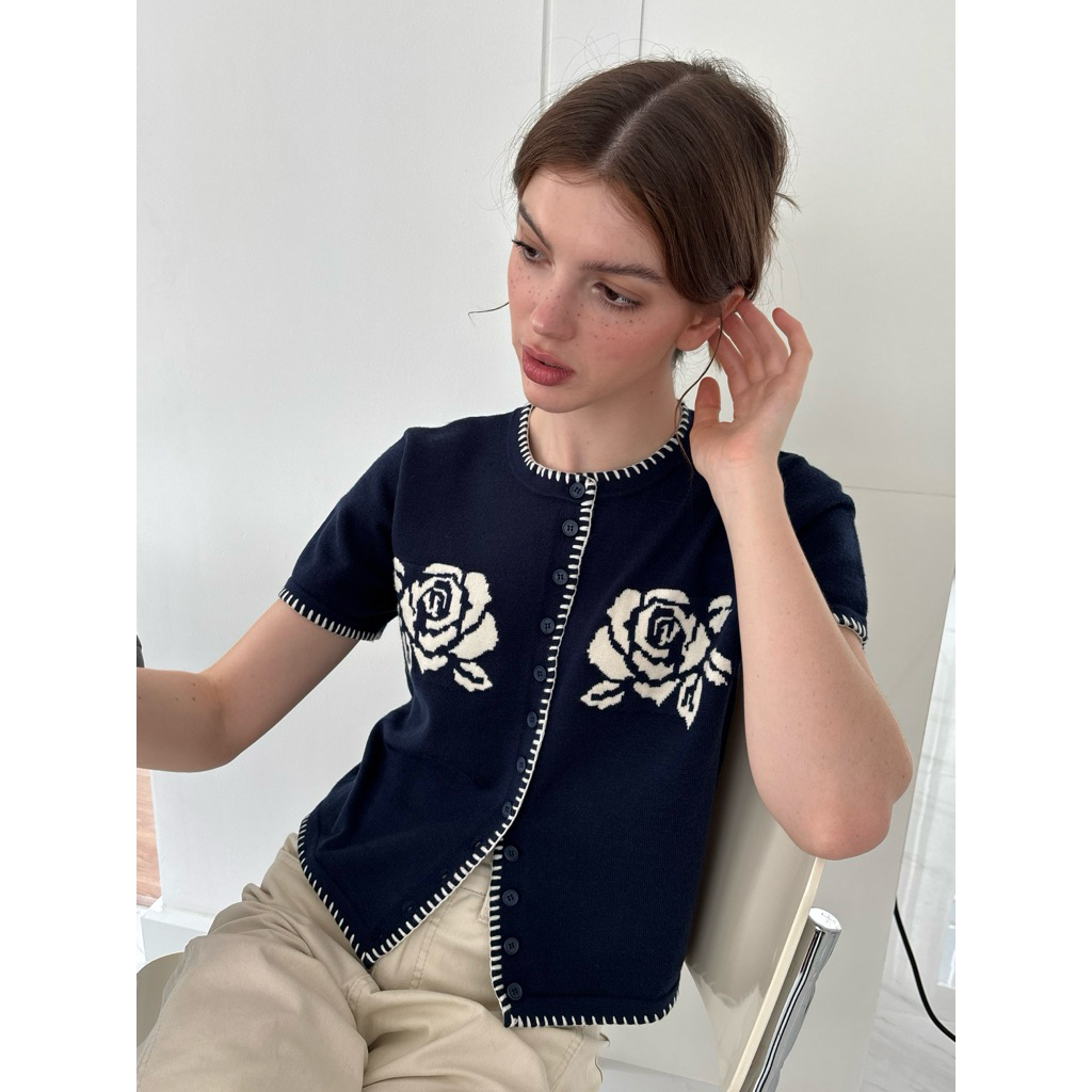MALI Double rose knitted top