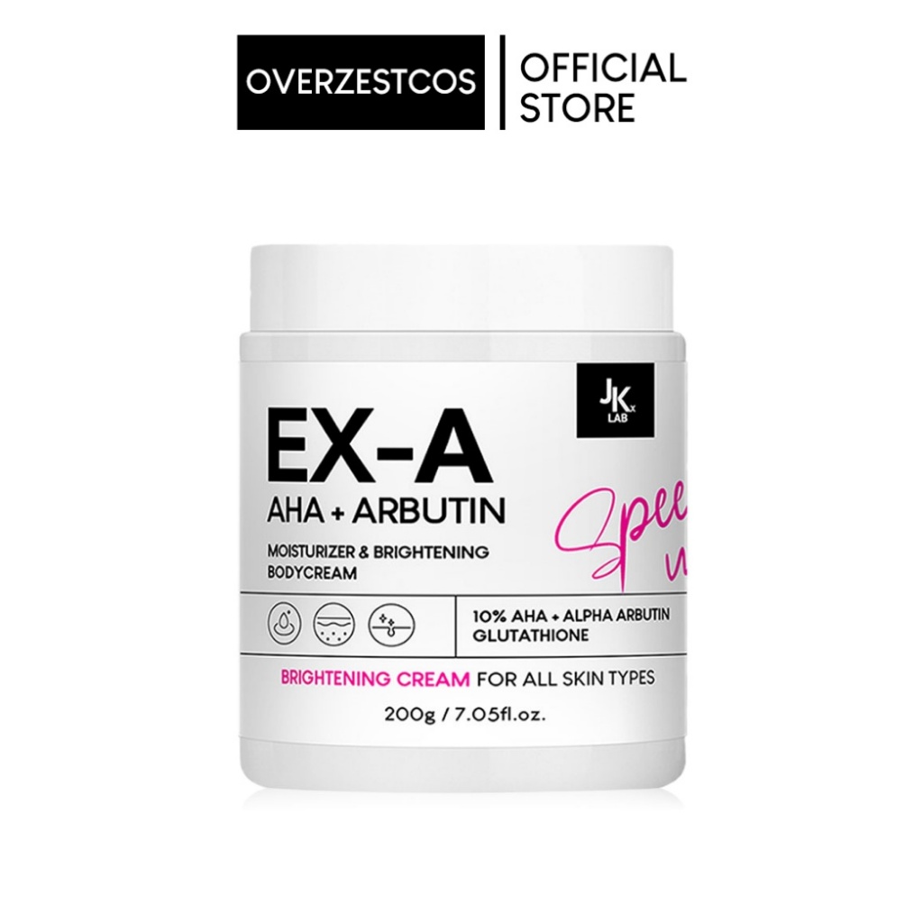 JKXLAB EX-A AHA+ARBUTIN MOISTURIZER & BRIGHTENING BODY CREAM ครีมบำรุงผิว เข้มข้น เจ เค 200G.