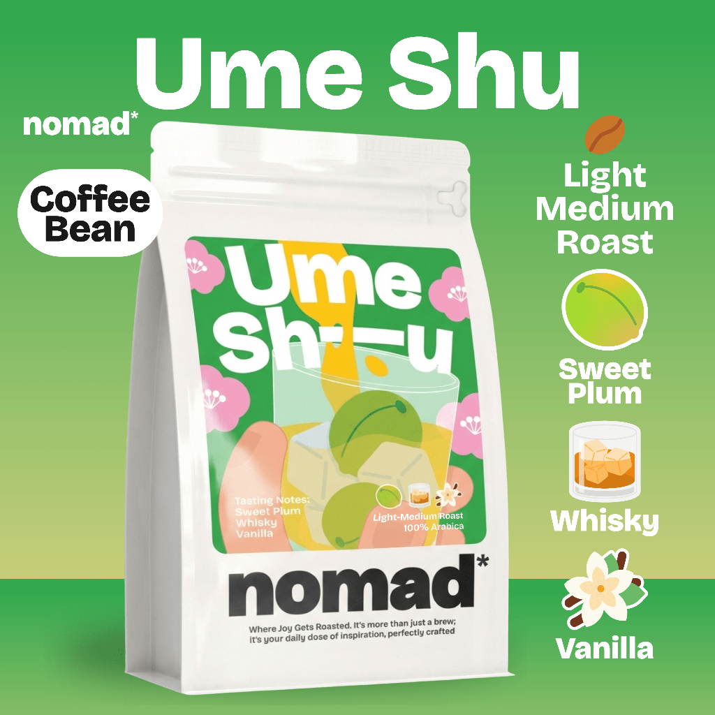 nomad* Coffee เมล็ดกาแฟคั่ว Umeshu คั่วอ่อนกลาง กาแฟเหล้าบ๊วย วิสกี้ Barrel Aged บดฟรี Honduras Thai