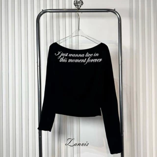 ( Zanvis tee )เสื้อยืดแขนยาวปาดไหล่จั้มเอวทรงสวย , กางเกงขาสั้น ผ้าคอตตอลยูนิ นุ่มยืดเยอะ สกรีนลาย