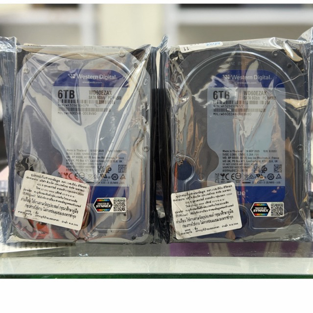[ของใหม่ ] hdd pc 6tb 6 TB HDD WD BLUE  (5400RPM, 256MB, SATA-3, WD60EZAX) ใหม่ ประกัน synex 3 ปี