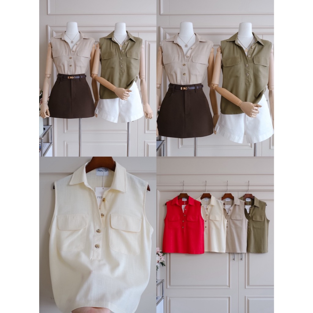 •PRISANA• PSN 2760 เสื้อแขนกุดผ้าลินินญี่ปุ่นแท้ ผ้าเกรดเนื้อแพงสุด ใยผ้าธรรมชาติ ใยผ้าเหนียวใส่ทน