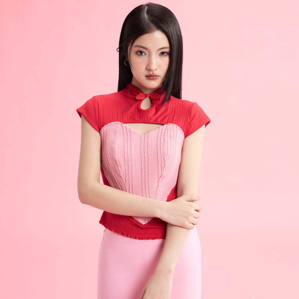 BLACKDOG BKK - Ke ai blouse - เสื้อคอจีนตัดแต่งหัวใจ - Lunar2601