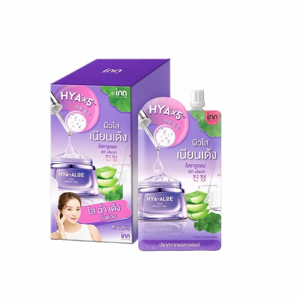 (ยกกล่อง 6ซอง) Inn Beauty เจลบำรุงผิวหน้า HYA-ALOE Cica Bright Gel 50 กรัม