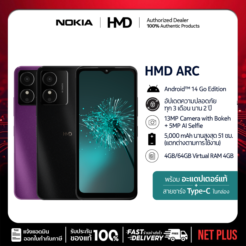 HMD ARC  (4/64GB) สวย ทน คุ้ม จอ 6.52" แบต 5000mAh Netplus Mall