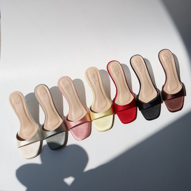 YOURSHOES B5 / รองเท้าส้นสูง 3นิ้ว รองเท้าผ้าซาติน รองเท้าออกงาน