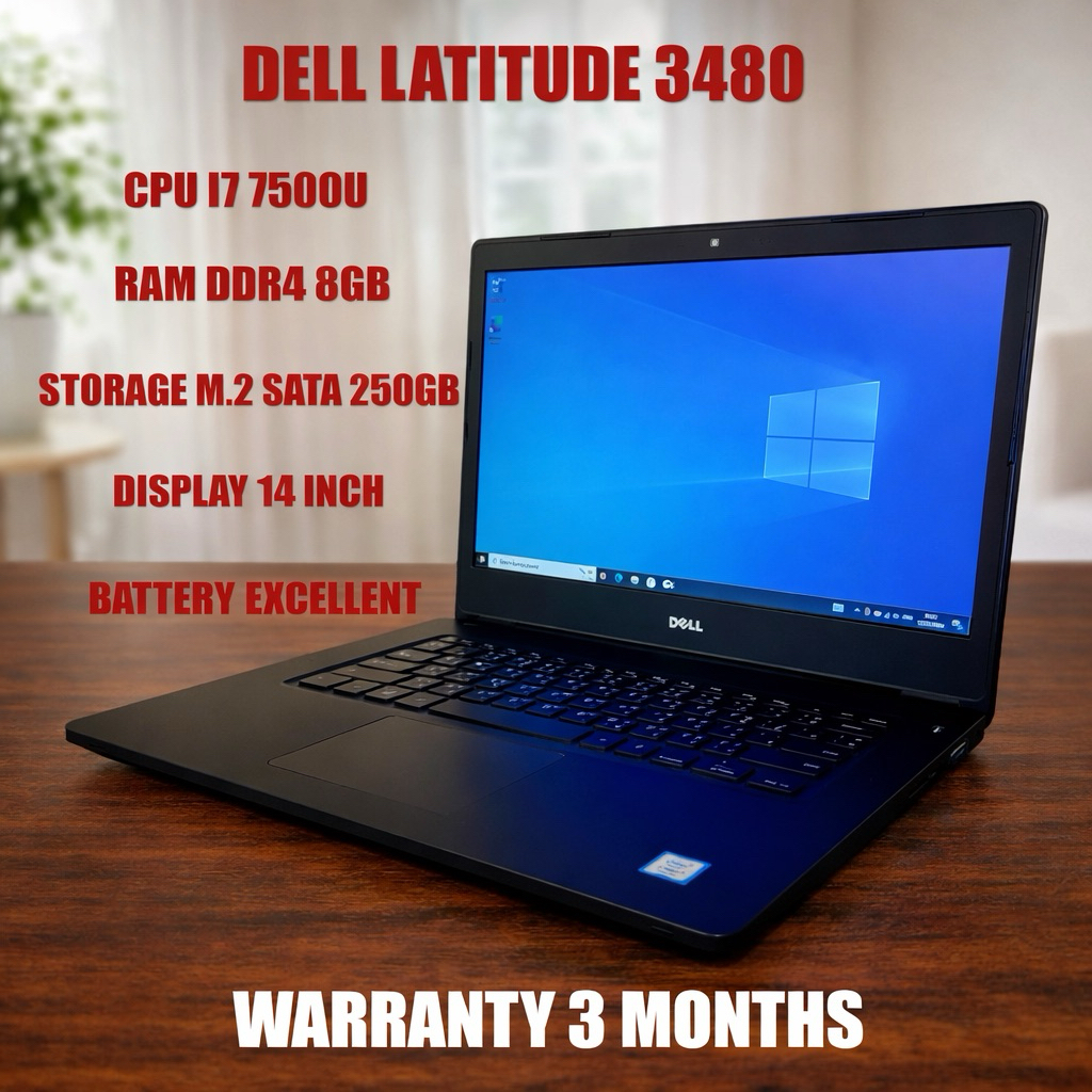 โน๊ตบุ๊คมือสอง Dell latitude 3480 I7 7500U Notebook ราคาสุดคุ้ม