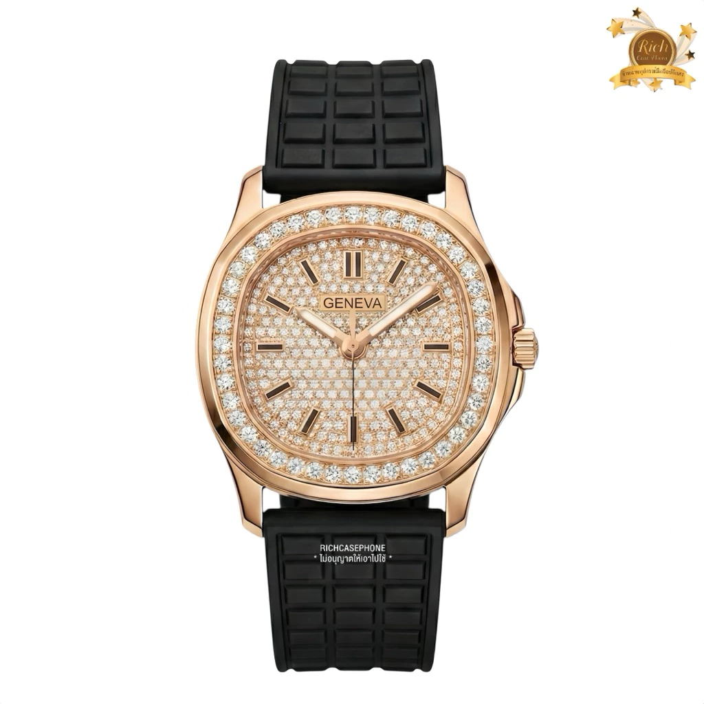 นาฬิกาข้อมือผู้หญิง GENEVA - เจนีวา แท้ รหัส GG241 หน้าปัดเพชร สายซิลิโคน มีหลายสี