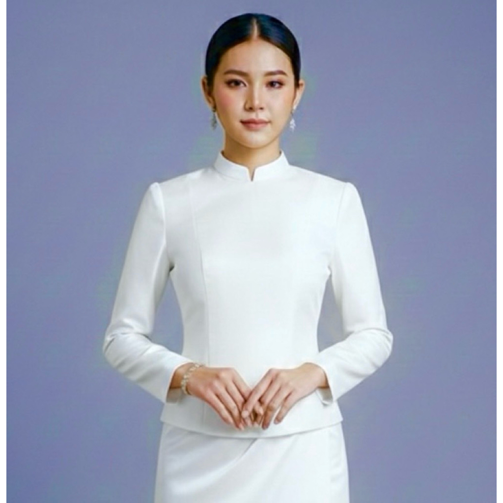 เสื้อไทยบรมพิมานไหมสี่เส้นอัดกาวแน่นแน่นทั้งตัว
