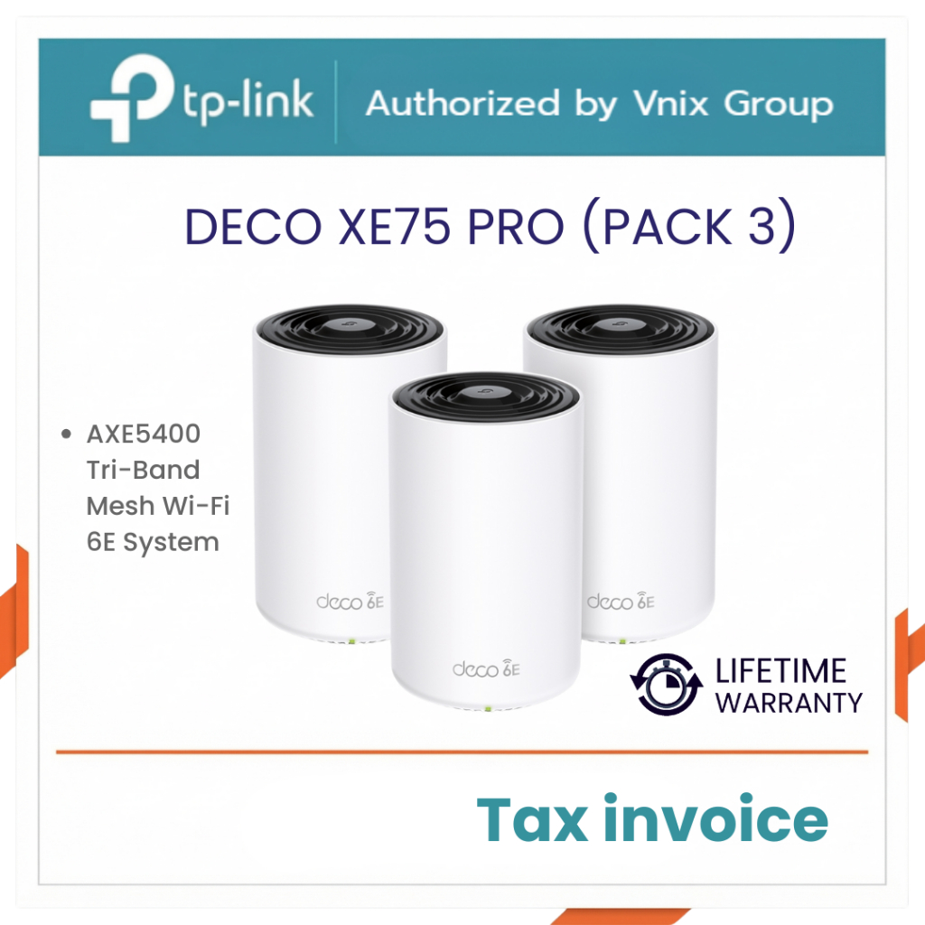 Tp link DECO XE75 PRO (PACK 3) AXE5400 Tri-Band Mesh Wi-Fi 6E System By Vnix Group