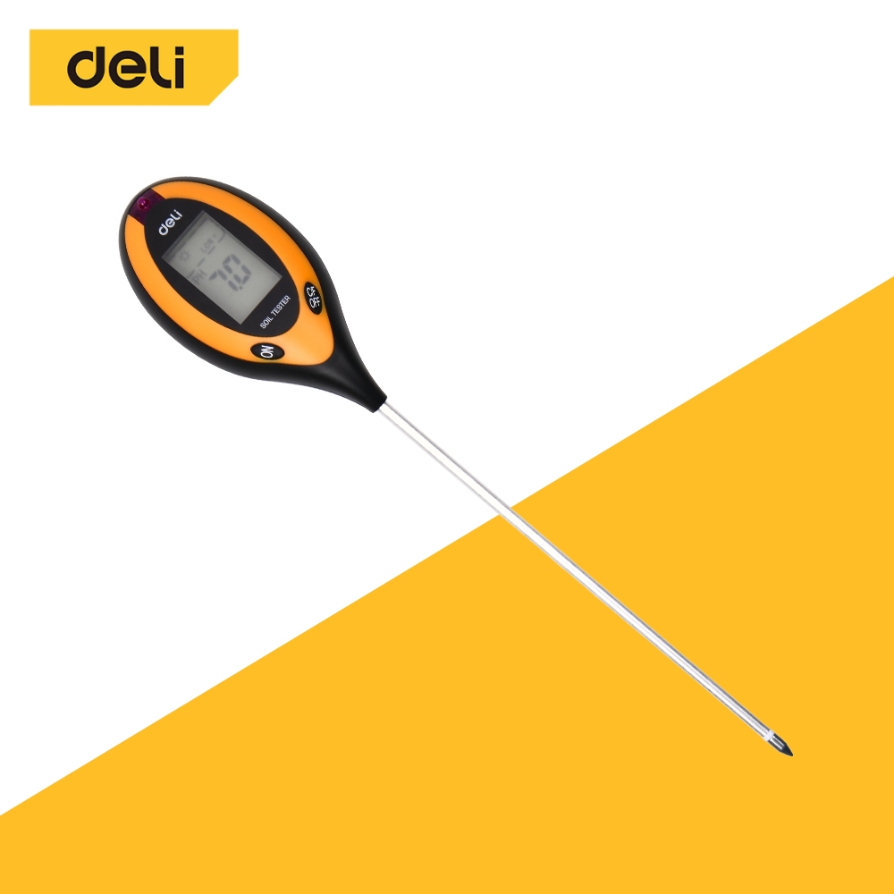 Deli เครื่องวัดค่าดิน4in1 หัววัดซิงค์อัลลอย เครื่องวัดคุณภาพดิน วัดpH ความชื้น อุณหภูมิ ความสว่าง Soil Tester