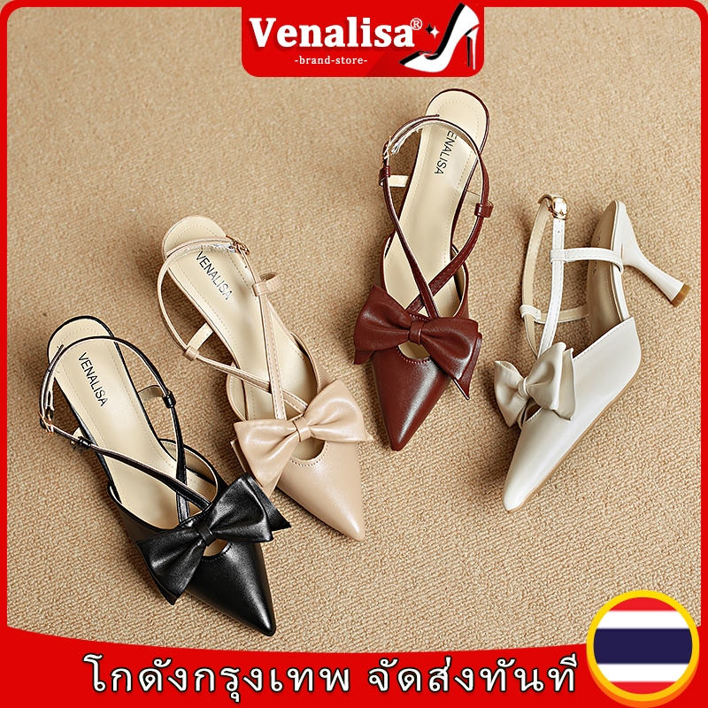Venalisa ของผู้หญิง 3-inch รองเท้าหัวแหลม ส้นสูง ตกแต่งโบว์ 4 สี เหมาะสำหรับใส่ไปงานปาร์ตี้ในออฟฟิศ