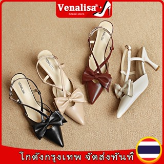 Venalisa ของผู้หญิง 3-inch รองเท้าหัวแหลม ส้นสูง ตกแต่งโบว์ …