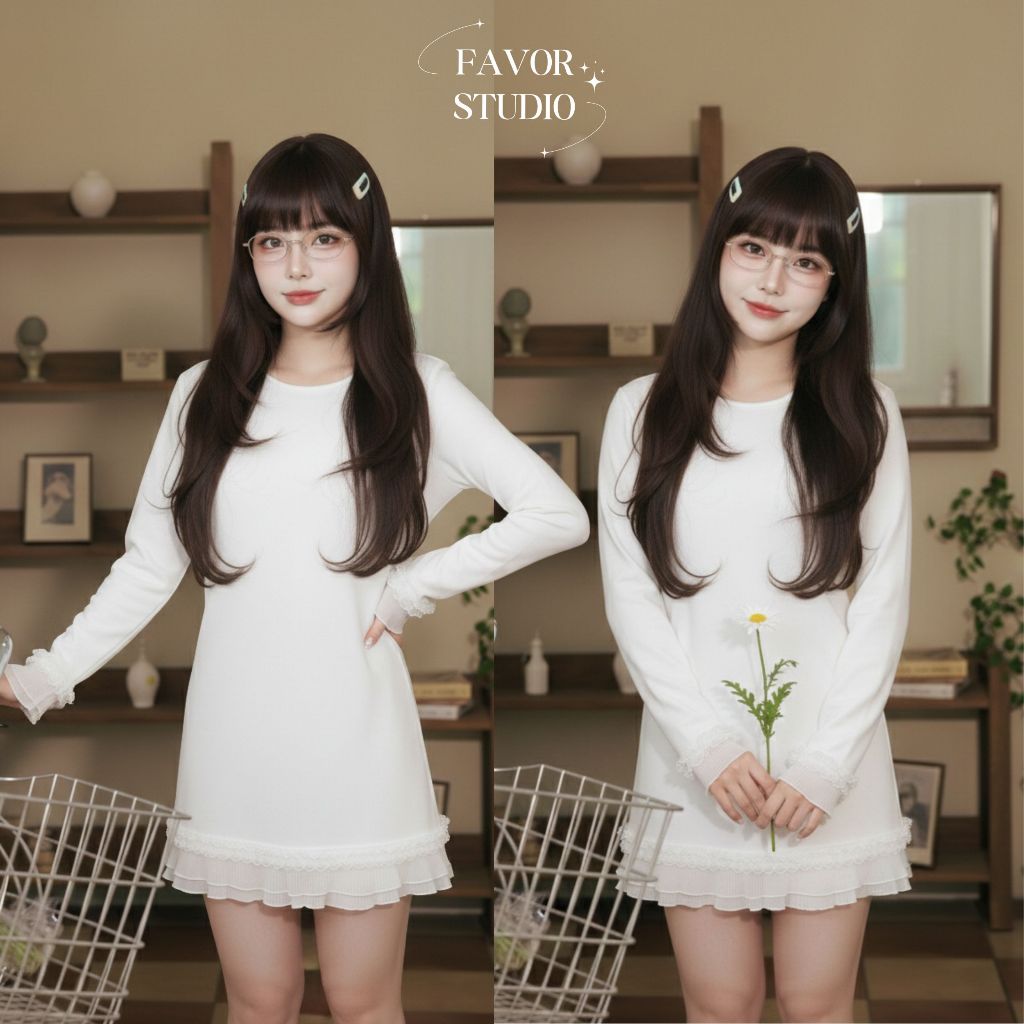 💞【S-4X】เสื้อแขนยาวทรงหลวม ตกแต่งชายระบายลูกไม้สองชั้น ดีไซน์เรียบหรู ใส่ทำงานได้ ใส่เที่ยวสวย คุณภาพพรีเมียม พร้อมส่ง💥🎈