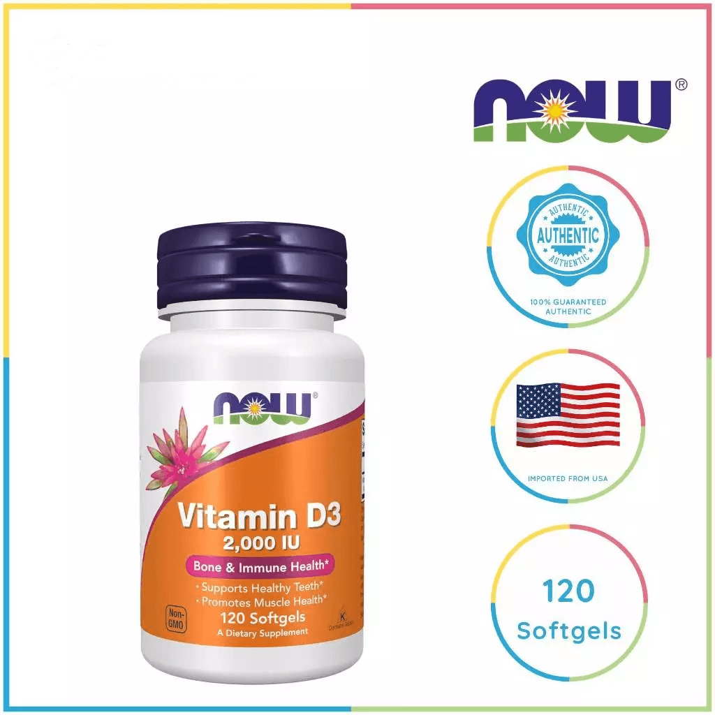 EXP：2028 NOW Foods วิตามินดี3 Vitamin D3 ความเข้มข้นสูง 2000 IU บรรจุ 120/240 ซอฟต์เจล