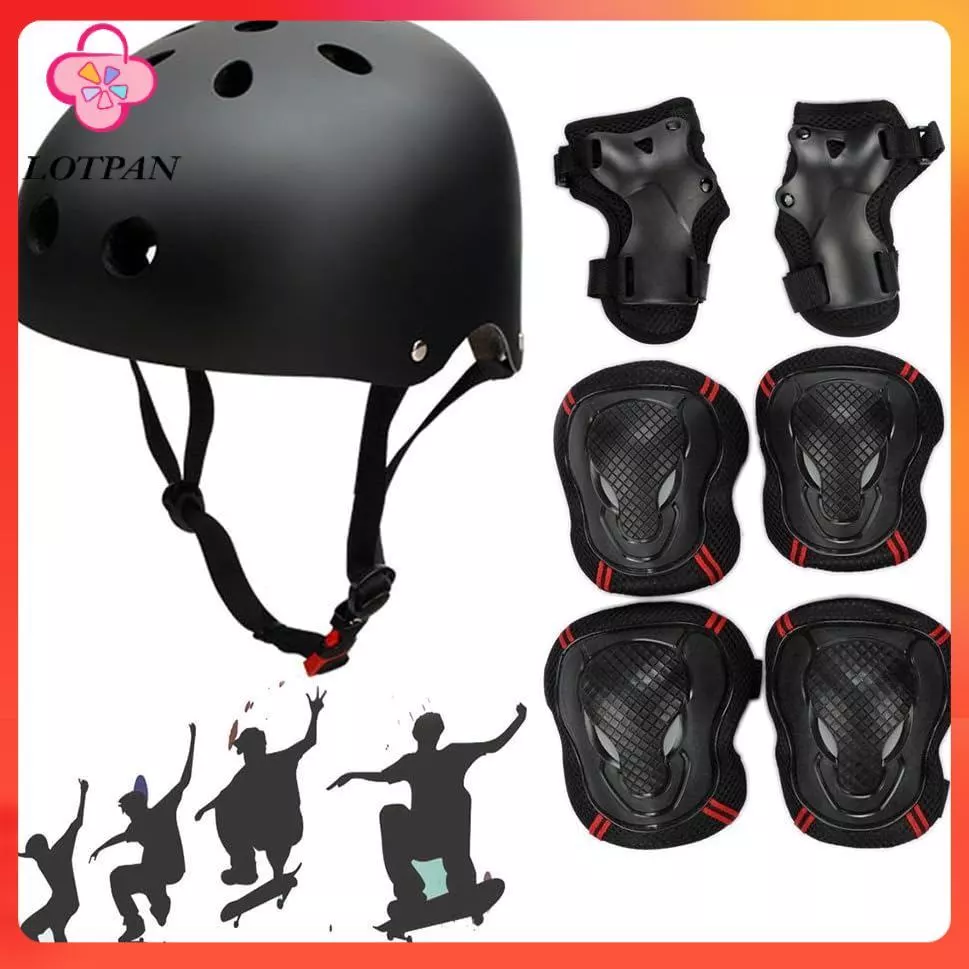 LOTPAN 6 ชิ้น ชุดอุปกรณ์ป้องกัน Safety สนับเข่า มือ ข้อศอก เซิร์ฟสเก็ต กีฬาสกี สเก็ตน้ำแข็ง เล่นสกี สเก็ต ปั่นจักรยาน